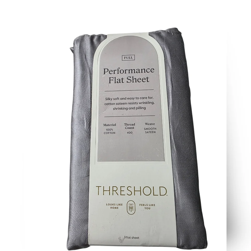Threshold Full 400 Thread Count Performance Flat Sheet Classic Gray